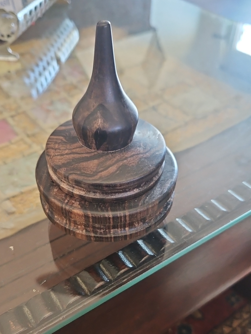 Handcrafted Dark Brown Marble Decorative Jar with Lid